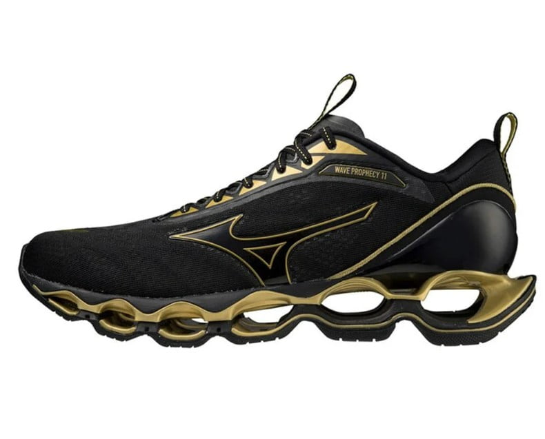 Tênis Mizuno Wave Prophecy 11 Preto e Dourado