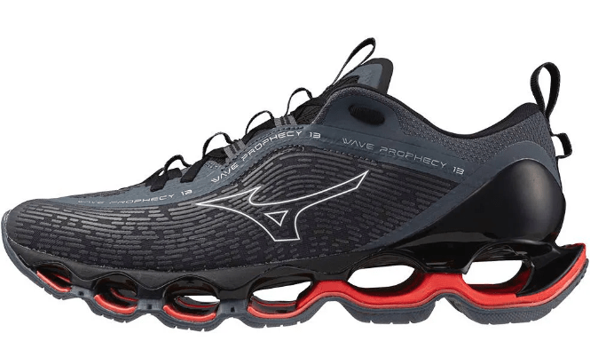 Tênis Mizuno Wave Prophecy 13 Cinza Preto e Vermelho