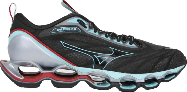 Tênis Mizuno Wave Prophecy 11 Cinza Azul e Vermelho