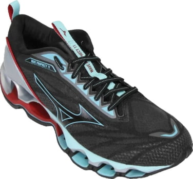 Tênis Mizuno Wave Prophecy 11 Cinza Azul e Vermelho