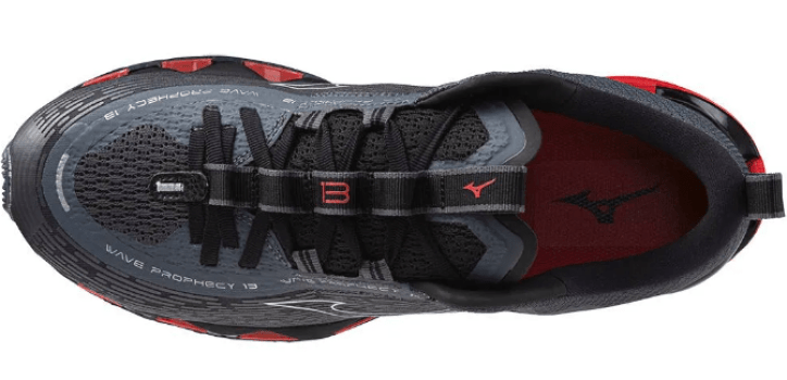 Tênis Mizuno Wave Prophecy 13 Cinza Preto e Vermelho