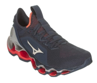 Tênis Mizuno Wave Prophecy X Waveknit Azul e Vermelho 