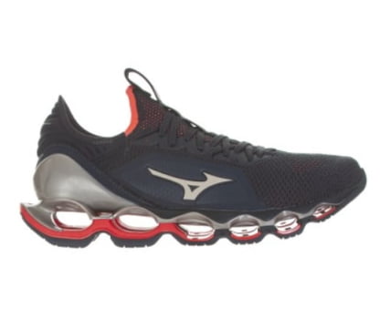 Tênis Mizuno Wave Prophecy X Waveknit Azul e Vermelho 