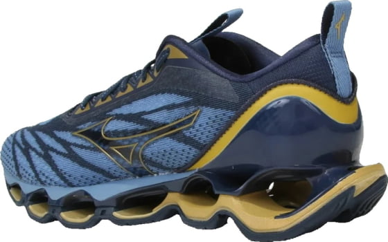 Tênis Mizuno Wave Prophecy 11 Azul e Dourado 